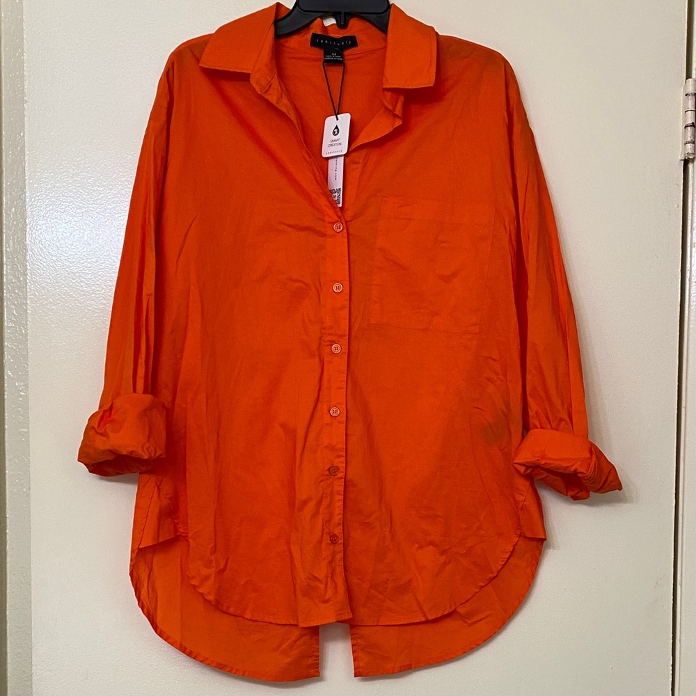Sanctuary Red Orange Button Down Shirt
